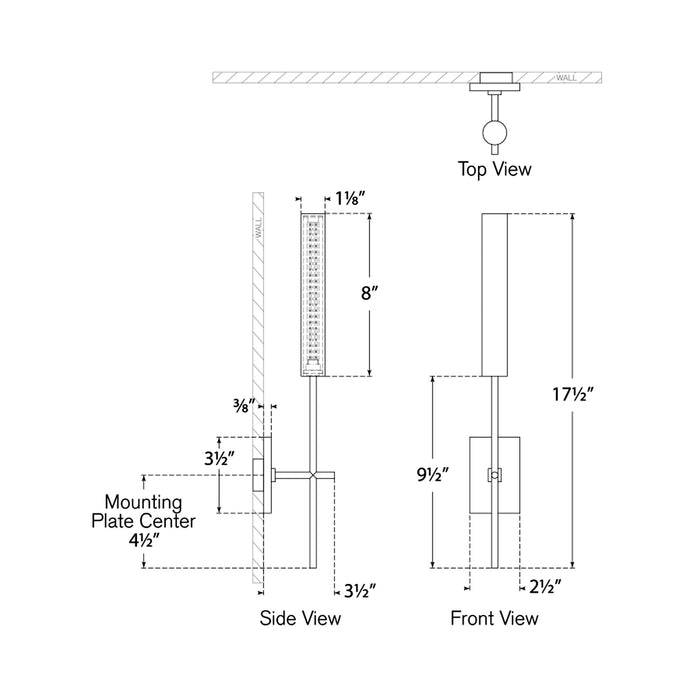 Fay LED Bath Wall Light - line drawing.