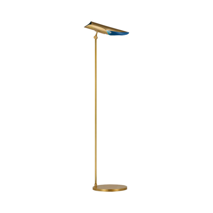 Flore Floor Lamp in Soft Brass/Riviera Blue.