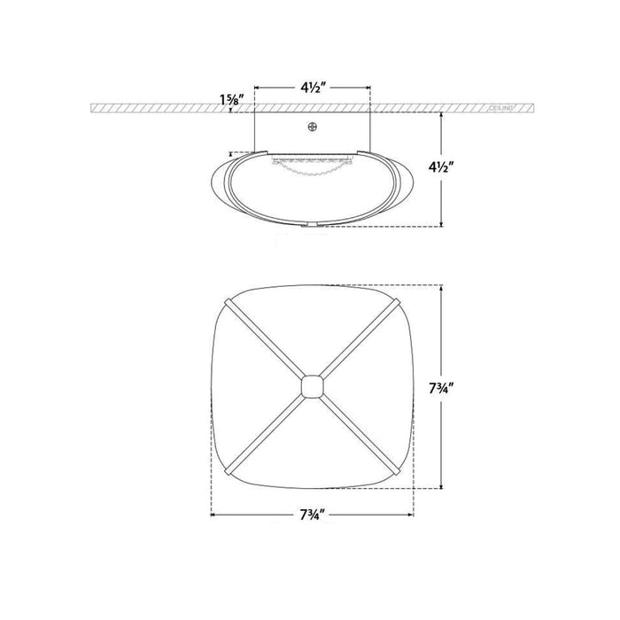 Fondant LED Flush Mount Ceiling Light - line drawing.