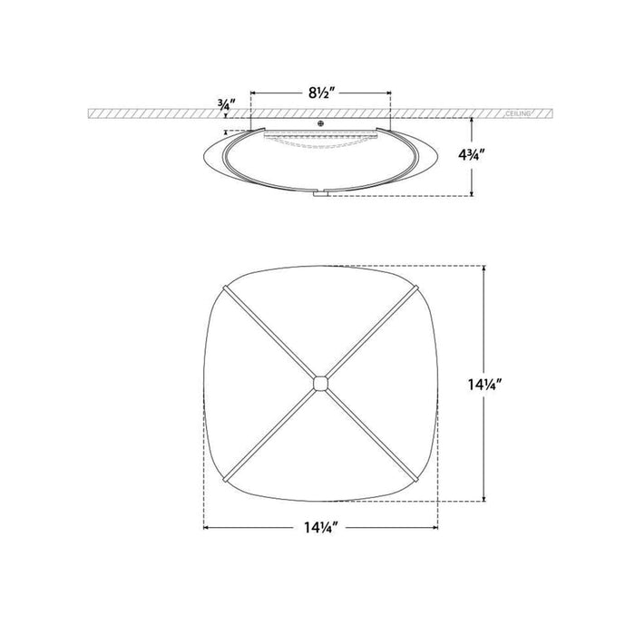 Fondant LED Flush Mount Ceiling Light - line drawing.