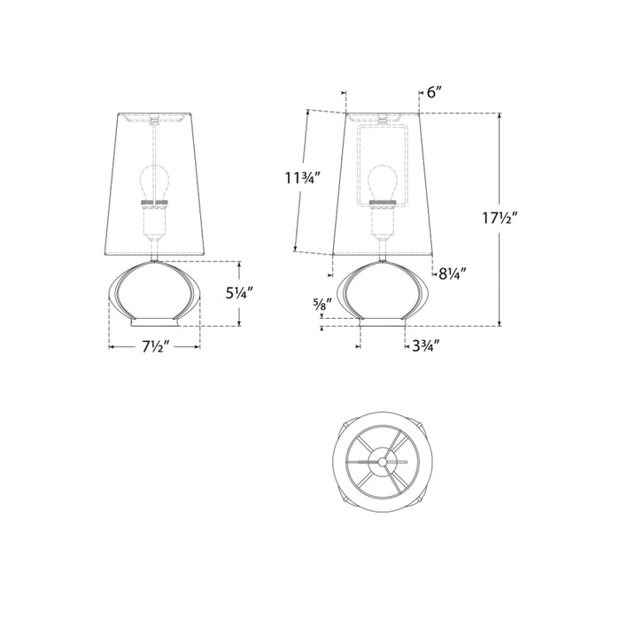 Fondant Table Lamp - line drawing.