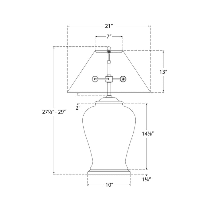 Foo Dog Table Lamp - line drawing.