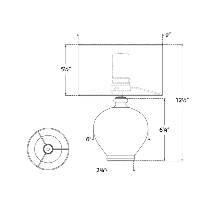 Gaios LED Table Lamp - line drawing.