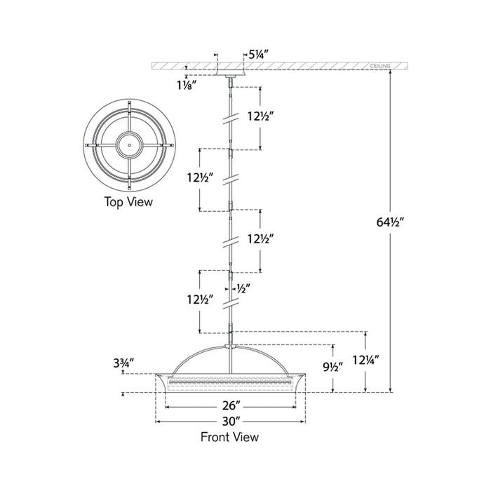 Garland LED Chandelier - line drawing.