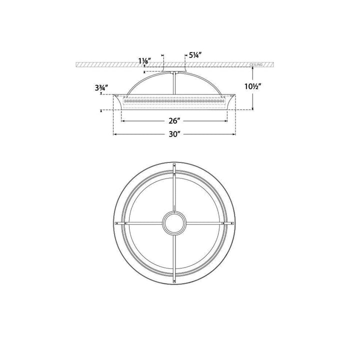 Garland LED Flush Mount Ceiling Light - line drawing.