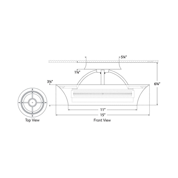 Garland LED Semi Flush Mount Ceiling Light - line drawing.