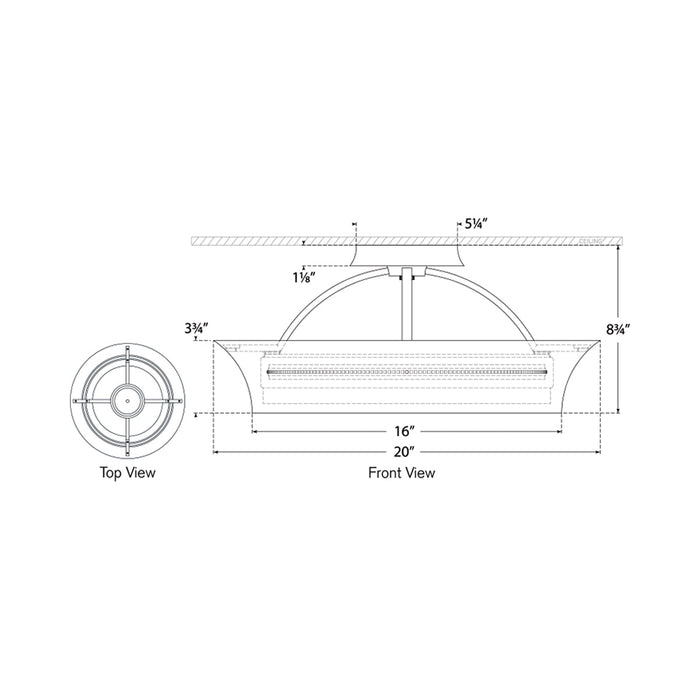 Garland LED Semi Flush Mount Ceiling Light - line drawing.