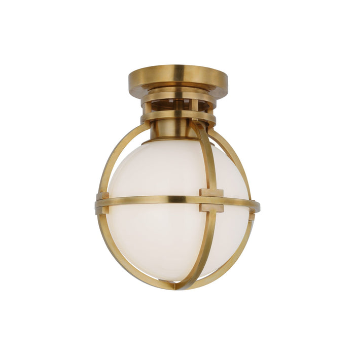 Gracie Globe LED Flush Mount Ceiling Light in Antique-Burnished Brass/White(Small).