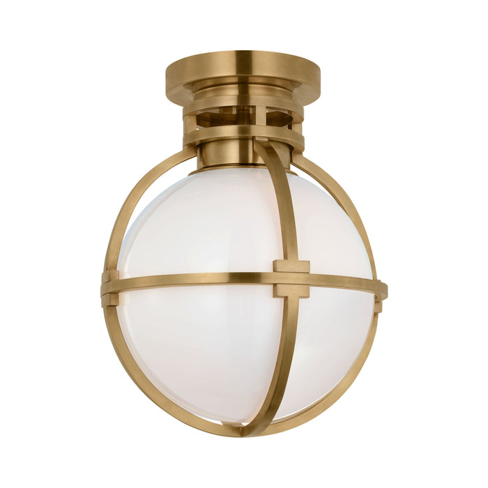 Gracie Globe LED Flush Mount Ceiling Light in Antique-Burnished Brass/White(Large).