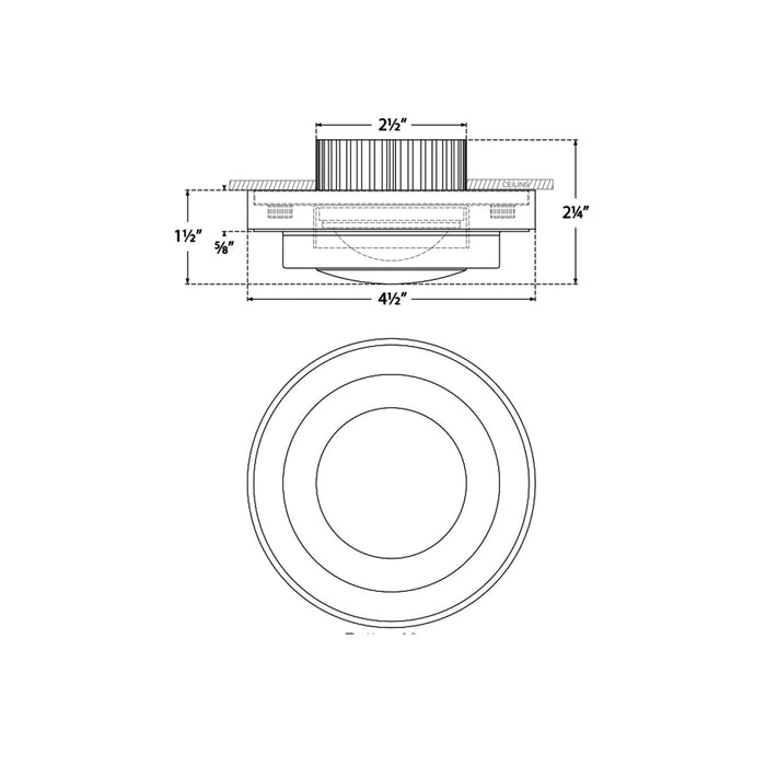 Grant LED Flush Mount Ceiling Light - line drawing.