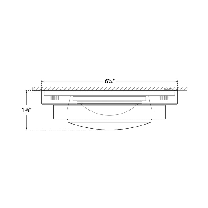 Grant LED Flush Mount Ceiling Light - line drawing.