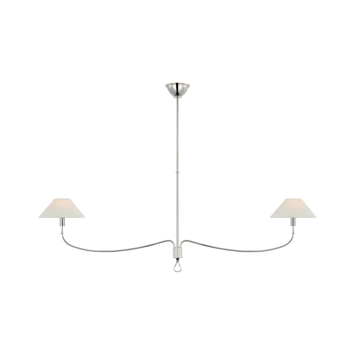 Griffin Linear Chandelier in Polished Nickel/Parchment Leather.