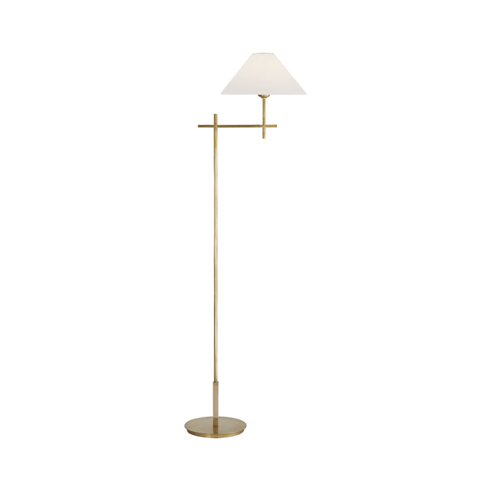 Hackney Bridge Arm Floor Lamp in Hand-Rubbed Antique Brass.