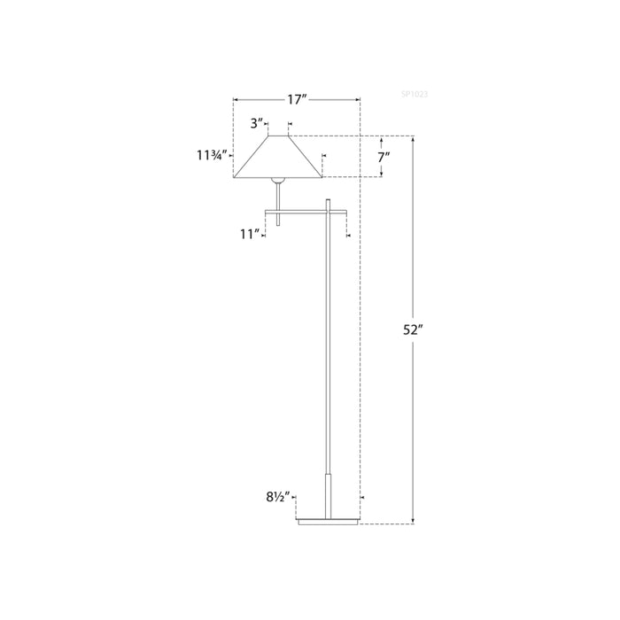 Hackney Bridge Arm Floor Lamp - line drawing.