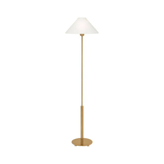 Hackney Floor Lamp in Hand-Rubbed Antique Brass.