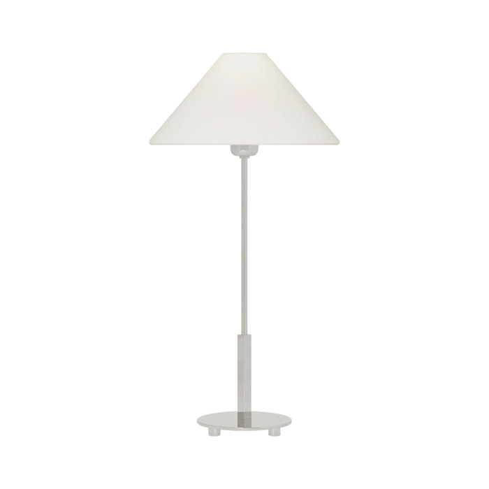 Hackney LED Table Lamp in Polished Nickel.