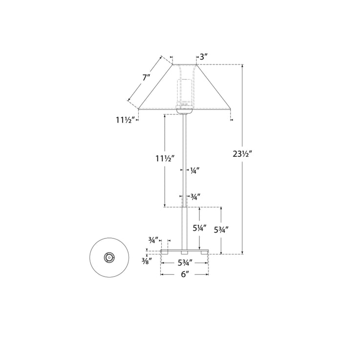 Hackney LED Table Lamp - line drawing.