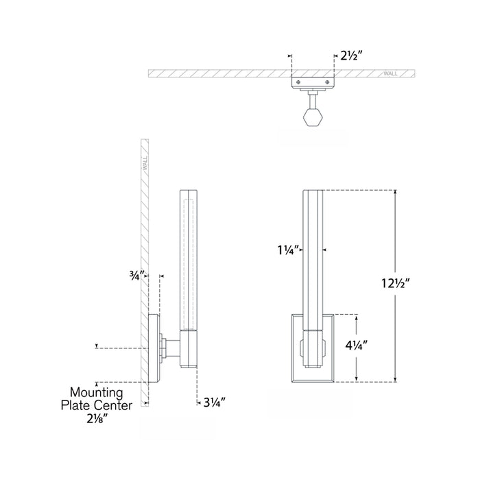 Hawthorne LED Bath Wall Light - line drawing.