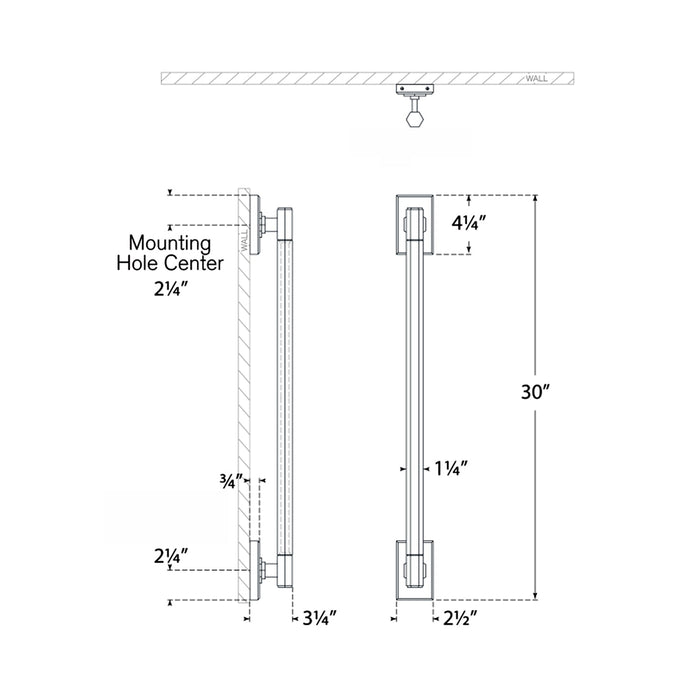 Hawthorne LED Linear Bath Wall Light - line drawing.