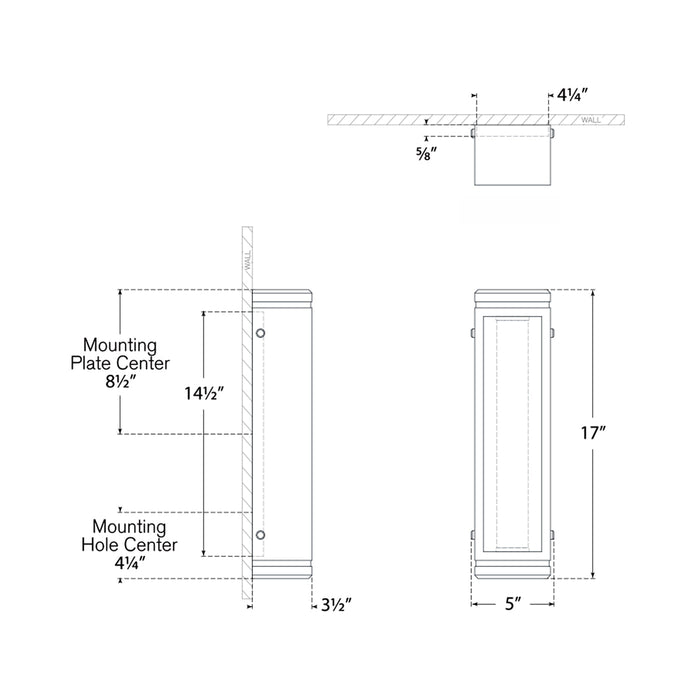 Hayles LED Bath Wall Light - line drawing.