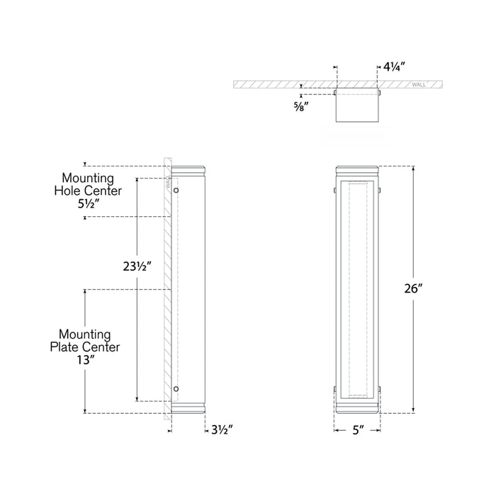 Hayles LED Bath Wall Light - line drawing.