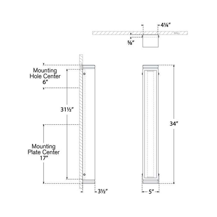 Hayles LED Bath Wall Light - line drawing.