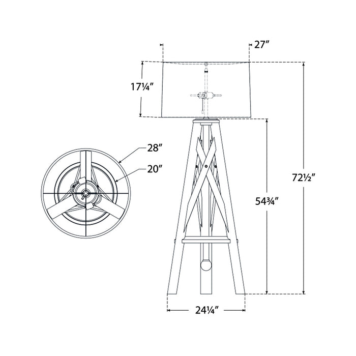 Holloway Floor Lamp - line drawing.