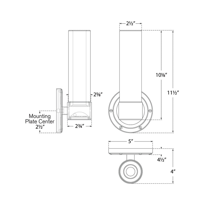 Jones LED Bath Wall Light - line drawing.