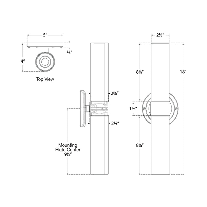 Jones LED Bath Wall Light - line drawing.