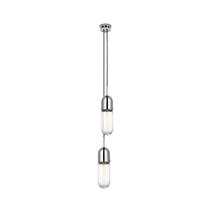 Junio Pendant Light in Polished Nickel/Clear Glass (2-Light).