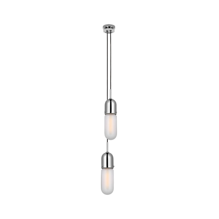 Junio Pendant Light in Polished Nickel/Frosted Glass (2-Light).