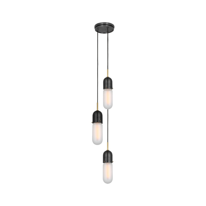 Junio Pendant Light in Bronze/Brass/Frosted Glass (3-Light).