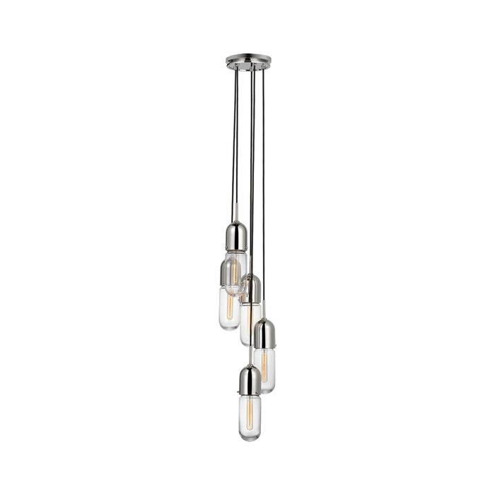 Junio Pendant Light in Polished Nickel/Clear Glass (5-Light).