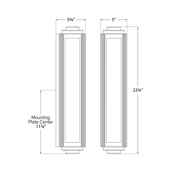 Keating Bath Wall Light - line drawing.