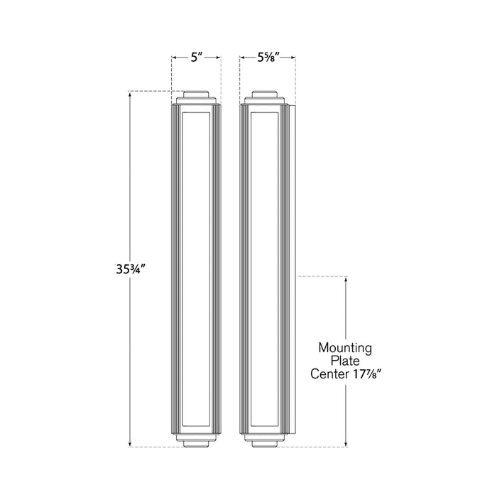 Keating Bath Wall Light - line drawing.