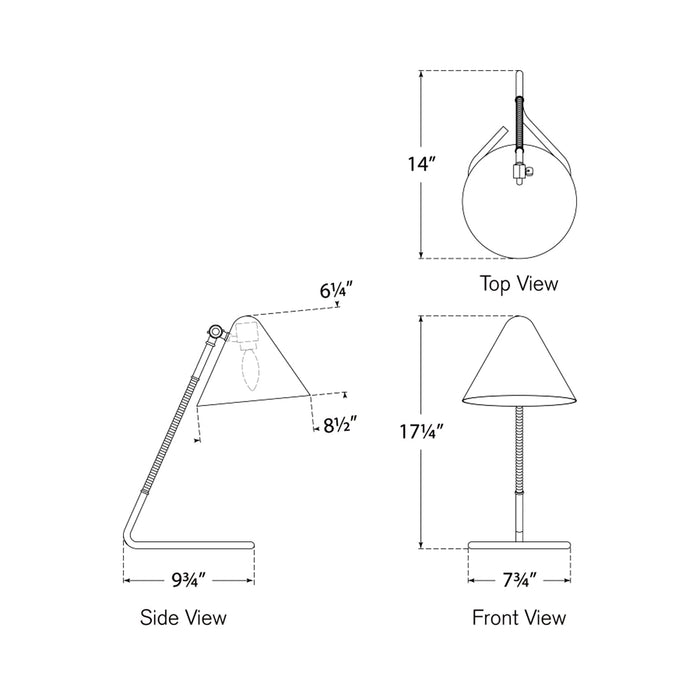 Laken Table Lamp - line drawing.