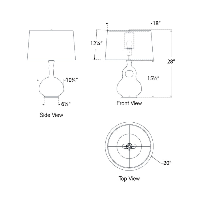 Lamu Table Lamp - line drawing.