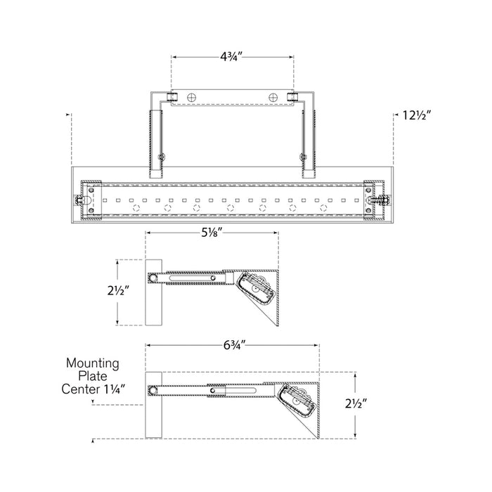 Langham LED Picture Light - line drawing.