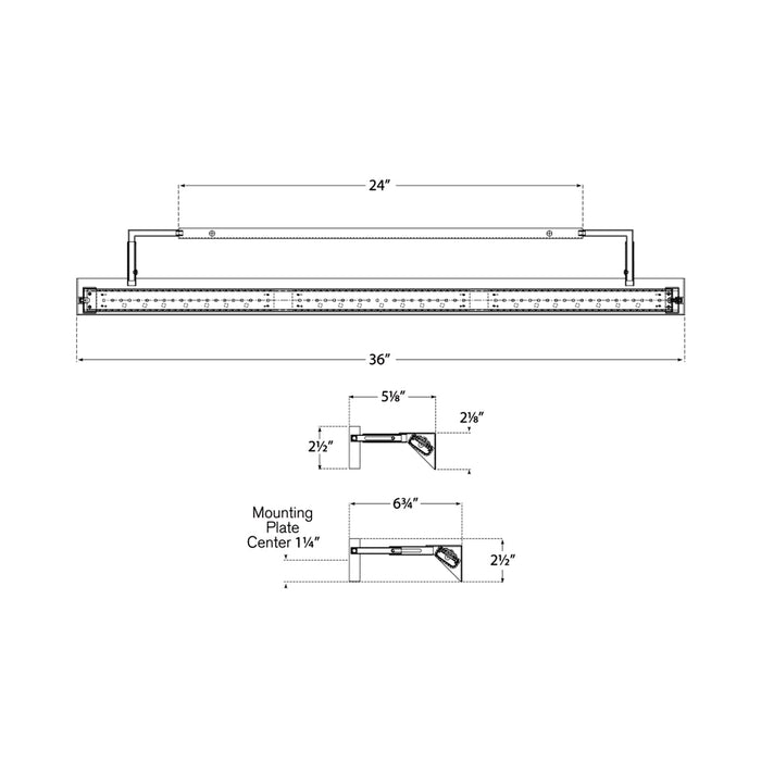 Langham LED Picture Light - line drawing.