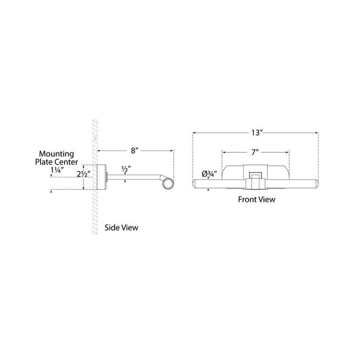 Langley LED Picture Light - line drawing.