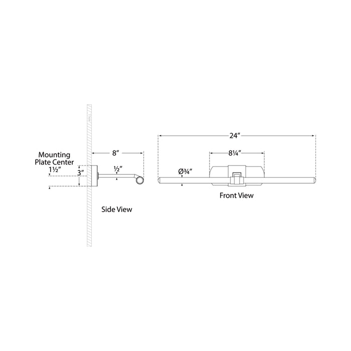 Langley LED Picture Light - line drawing.