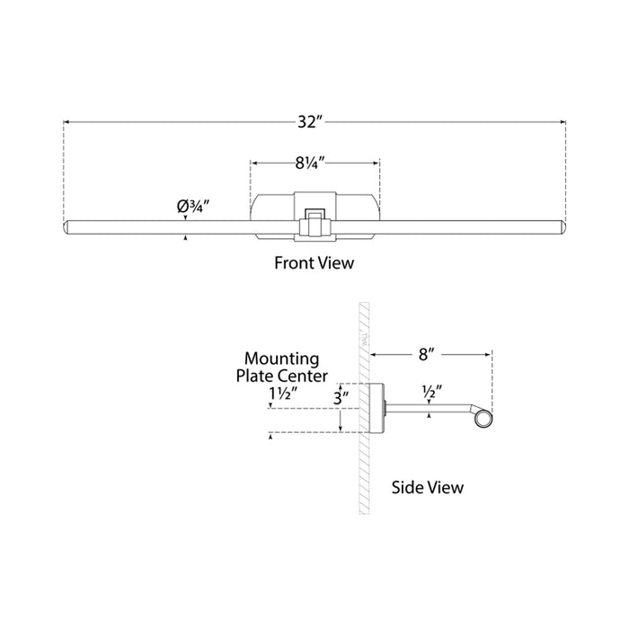 Langley LED Picture Light - line drawing.