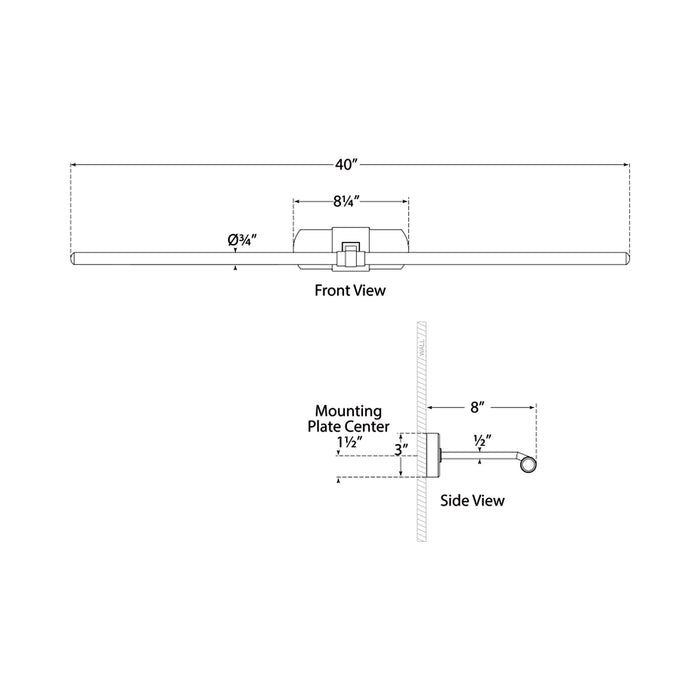 Langley LED Picture Light - line drawing.