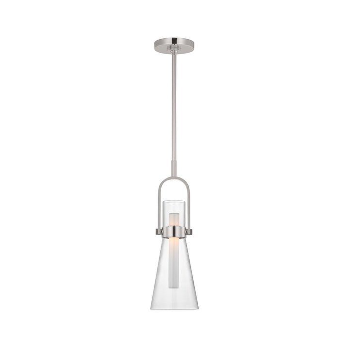 Larkin LED Conical Pendant Light in Polished Nickel (7-Inch).