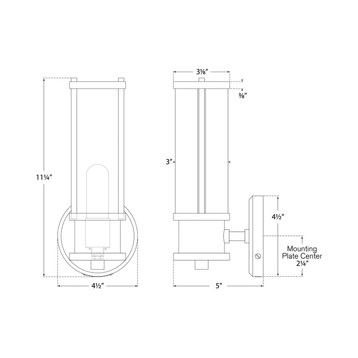 Lichfield Bath Wall Light - line drawing.