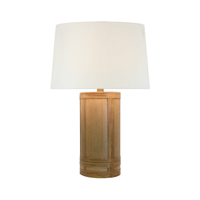 Lignum Table Lamp in Light Oak/Natural Rattan.