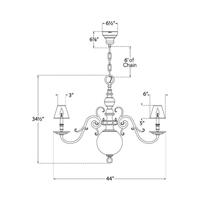 Lillianne Chandelier - line drawing.