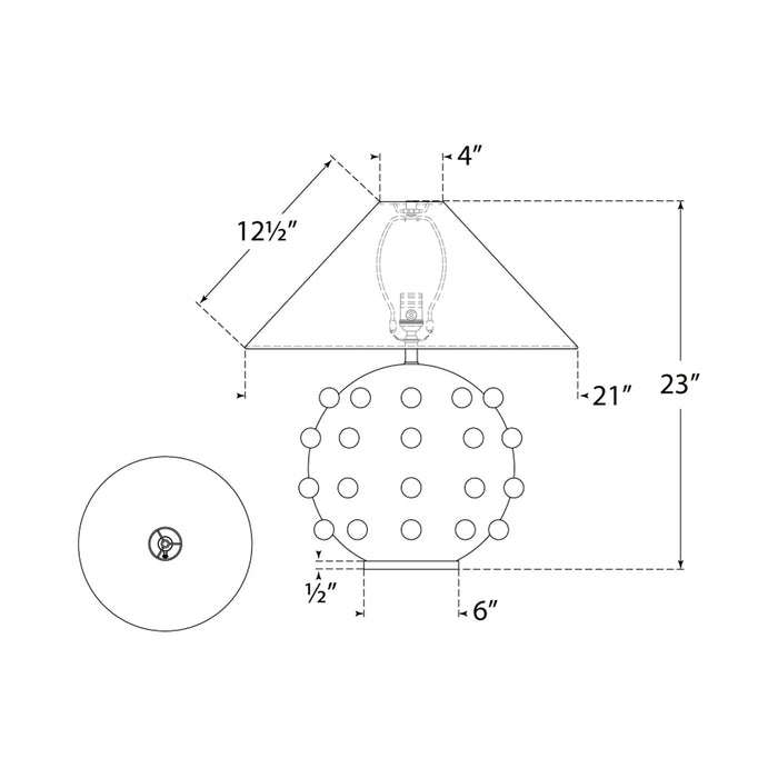 Linden Orb Table Lamp - line drawing.