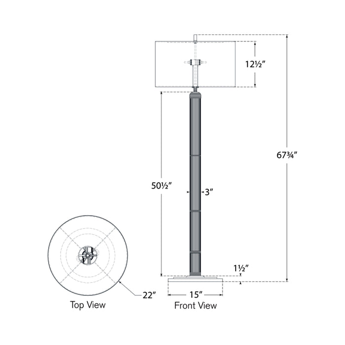 Longacre Floor Lamp - line drawing.