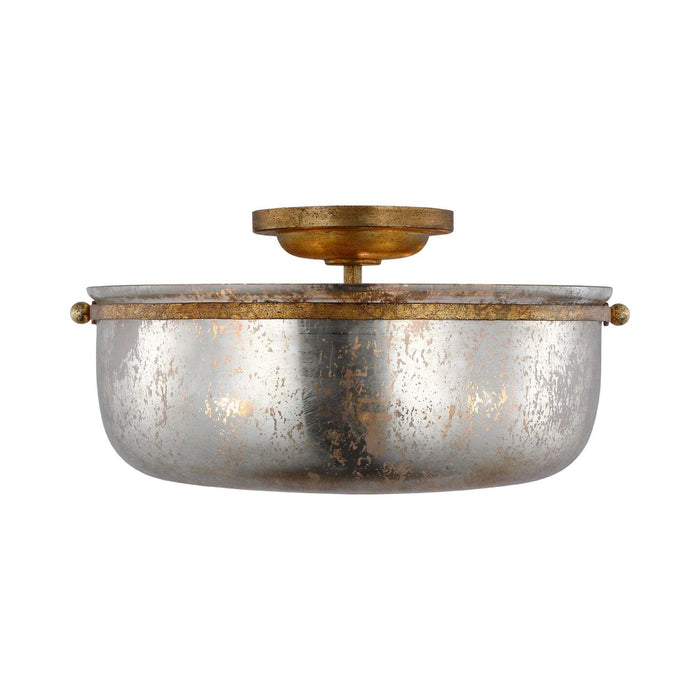 Lorford Medium Semi Flush Mount Ceiling Light in Gilded Iron (Antique Mercury Glass).